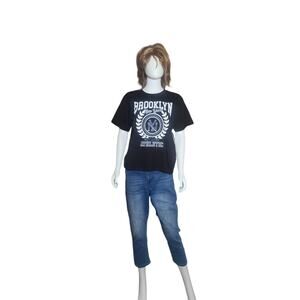 New York Organic T Shirt Women's Black Brooklyn Athletic- L NWT